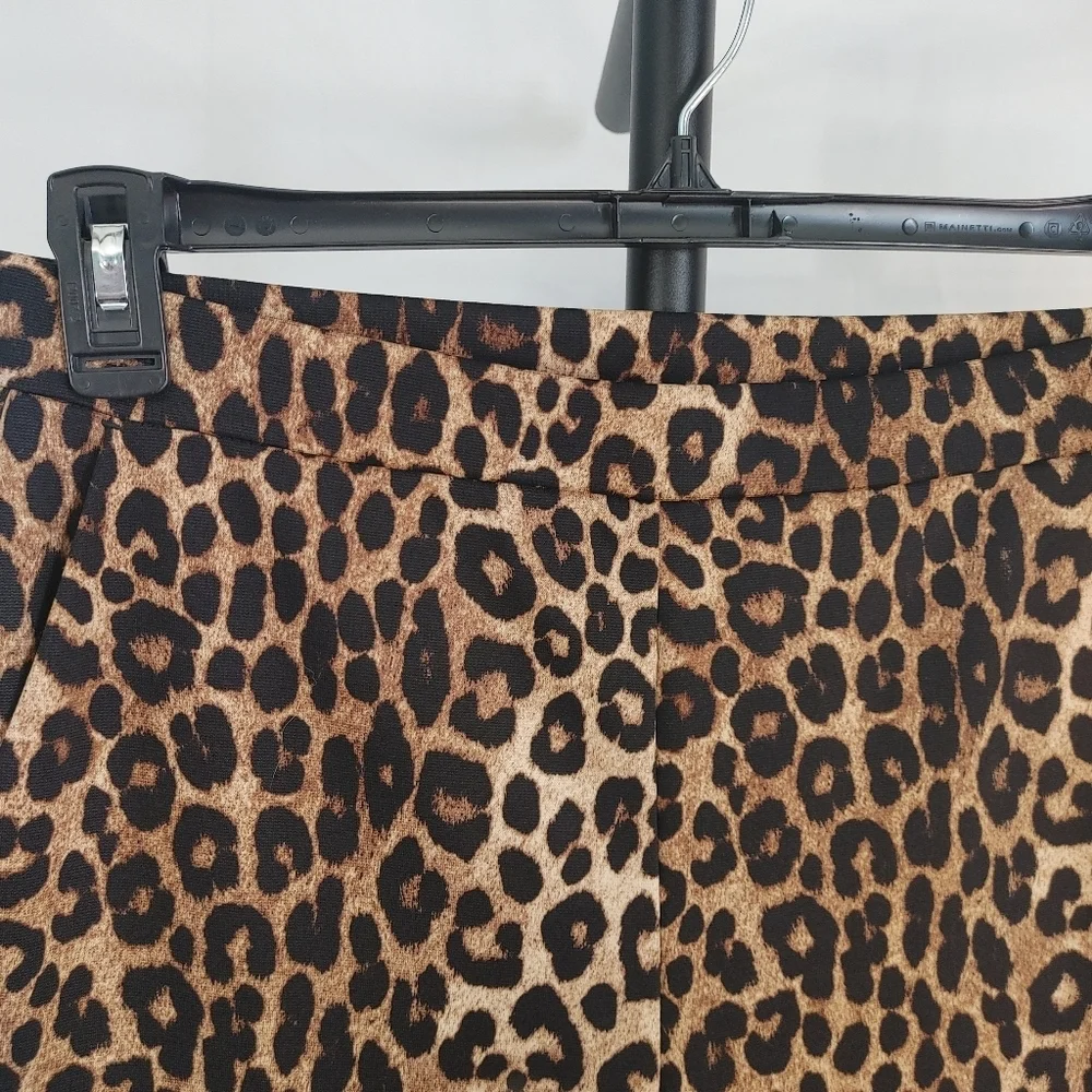 MICHAEL Michael Kors Leopard Print Ankle Pants Medium Animal Print Slim Career